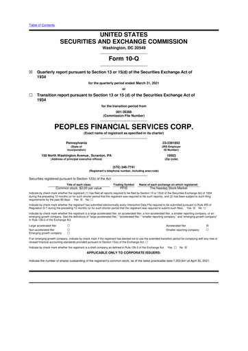 Vorschaubild Peoples Financial Services 10-Q Quartalsbericht 2021 