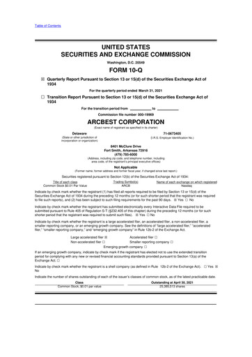 Thumbnail ArcBest 10-Q Quarterly Report FY2021 