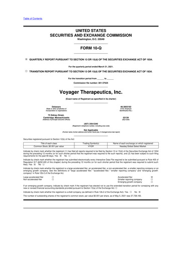 Thumbnail Voyager Therapeutics
 10-Q Quarterly Report FY2021 