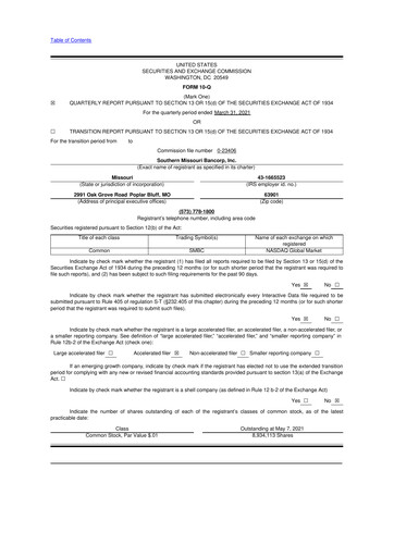 Thumbnail Southern Missouri Bancorp 10-Q Quarterly Report FY2021 