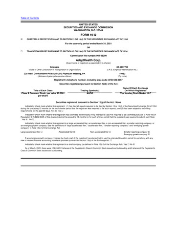 Thumbnail AdaptHealth 10-Q Quarterly Report FY2021 