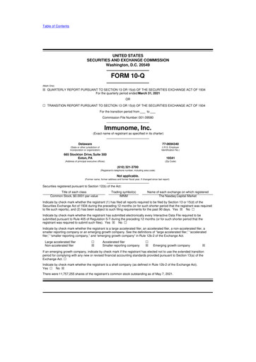 Thumbnail Immunome 10-Q Quarterly Report FY2021 