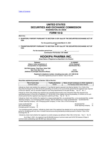 Miniature HOOKIPA Pharma 10-Q Rapport trimestriel 2021 