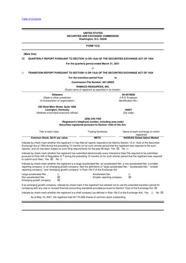 Thumbnail Ramaco Resources
 10-Q Quarterly Report FY2021 