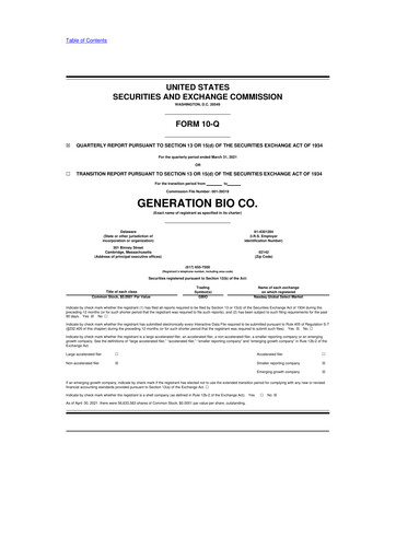 Thumbnail Generation Bio
 10-Q Quarterly Report FY2021 