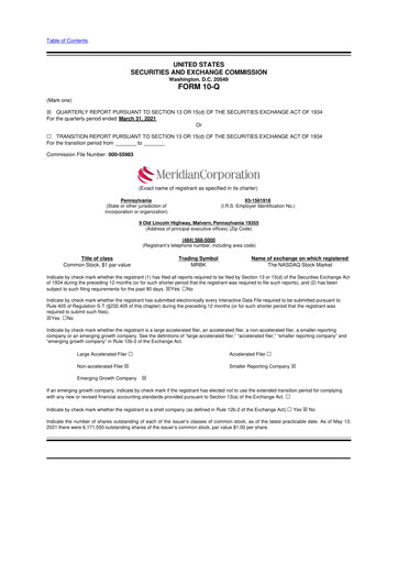Thumbnail Meridian Corporation 10-Q Quarterly Report FY2021 