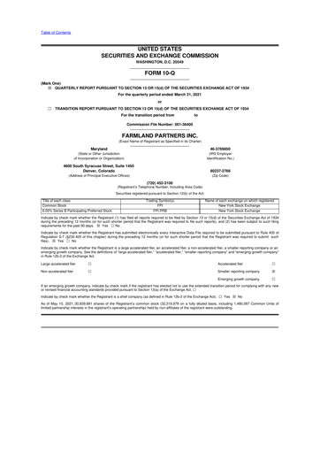 Thumbnail Farmland Partners
 10-Q Quarterly Report FY2021 