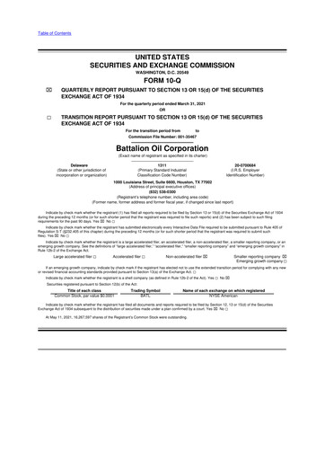 Vorschaubild Battalion Oil 10-Q Quartalsbericht 2021 