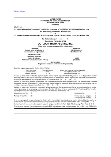 Thumbnail Outlook Therapeutics
 10-Q Quarterly Report FY2021 