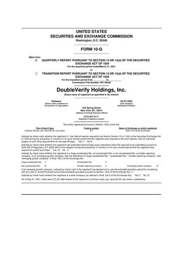 Thumbnail DoubleVerify 10-Q Quarterly Report FY2021 