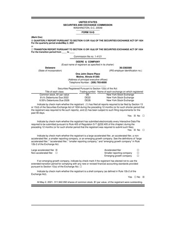 Thumbnail Deere & Company (John Deere) 10-Q Quarterly Report FY2021 