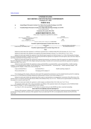 Thumbnail AeroVironment 10-K Annual Report 2020