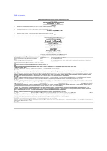 Thumbnail Ryanair 20-F Annual Report 2021