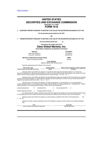 Thumbnail Cboe Global Markets 10-Q Quarterly Report FY2021 