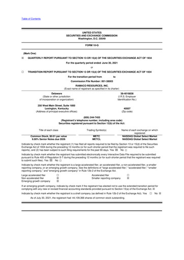 Thumbnail Ramaco Resources
 10-Q Quarterly Report FY2021 