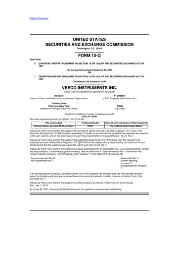 Thumbnail Veeco
 10-Q Quarterly Report FY2021 
