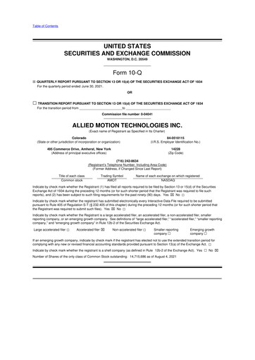 Thumbnail Allient 10-Q Quarterly Report FY2021 