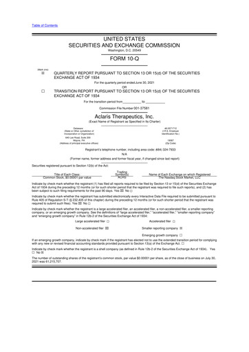 Thumbnail Aclaris Therapeutics 10-Q Quarterly Report FY2021 