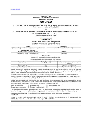 Vorschaubild RB Global
 10-Q Quartalsbericht 2021 