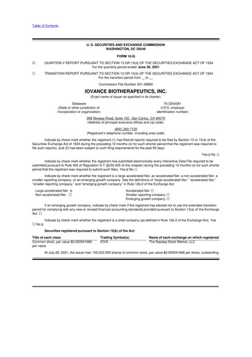 Thumbnail Iovance Biotherapeutics
 10-Q Quarterly Report FY2021 