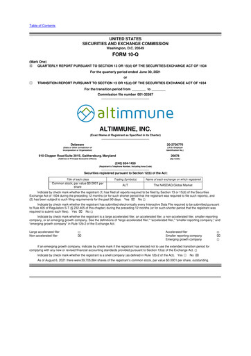 Thumbnail Altimmune 10-Q Quarterly Report FY2021 