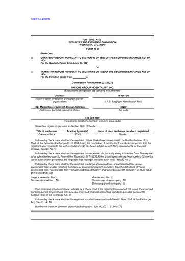 Thumbnail The ONE Group Hospitality 10-Q Quarterly Report FY2021 