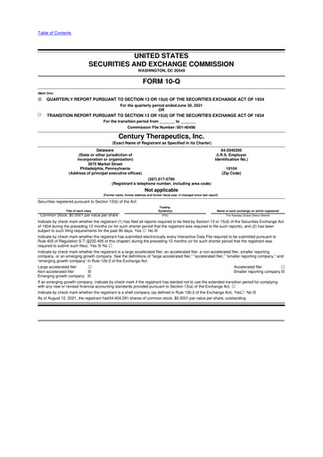 Thumbnail Century Therapeutics 10-Q Quarterly Report FY2021 