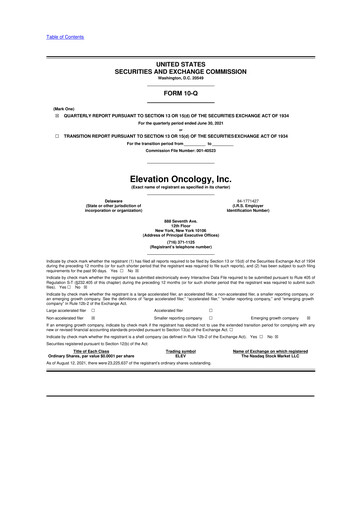 Thumbnail Elevation Oncology 10-Q Quarterly Report FY2021 