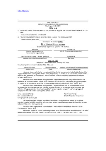 Thumbnail First United Corporation 10-Q Quarterly Report FY2021 