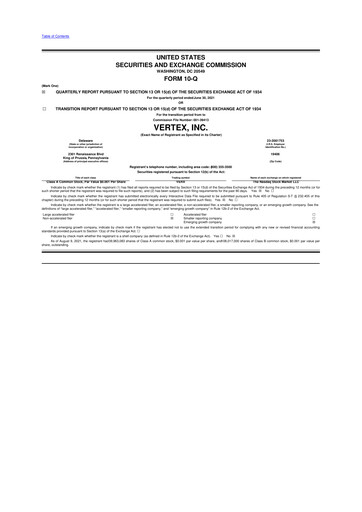 Thumbnail Vertex 10-Q Quarterly Report FY2021 