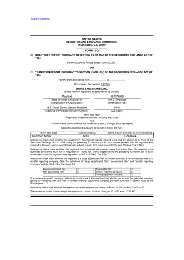 Thumbnail Shore Bancshares 10-Q Quarterly Report FY2021 