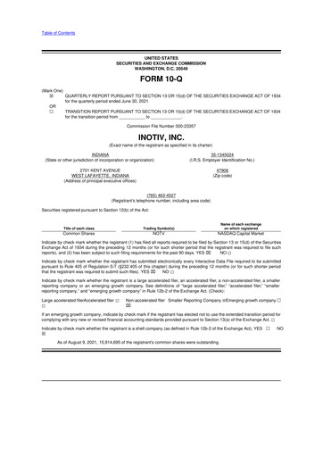 Thumbnail Inotiv 10-Q Quarterly Report FY2021 
