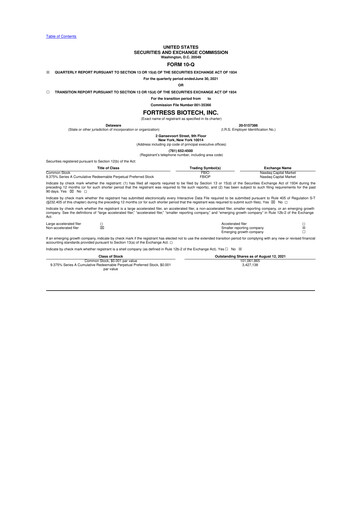 Vorschaubild Fortress Biotech
 10-Q Quartalsbericht 2021 