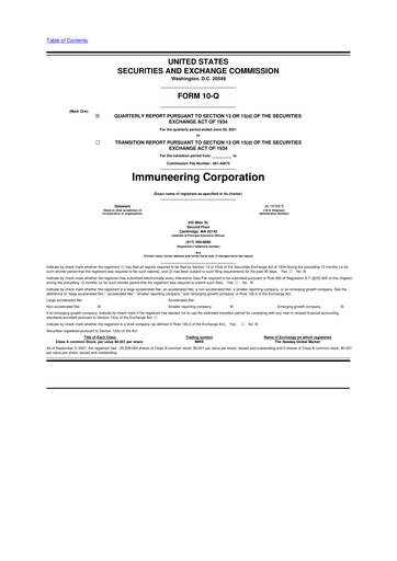 Thumbnail Immuneering 10-Q Quarterly Report FY2021 
