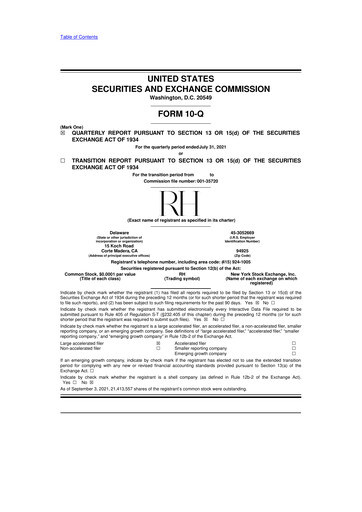 Thumbnail Restoration Hardware
 10-Q Quarterly Report FY2021 