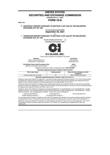 Thumbnail O-I Glass
 10-Q Quarterly Report FY2021 