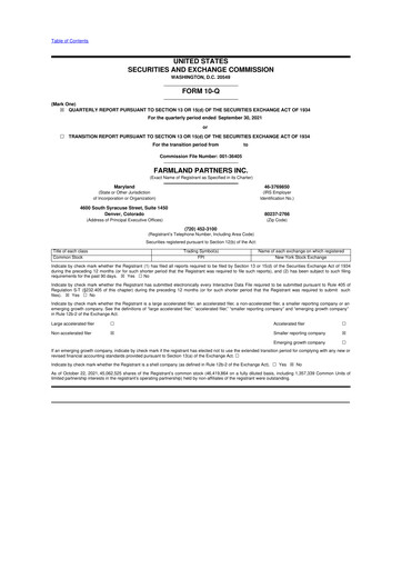 Thumbnail Farmland Partners
 10-Q Quarterly Report FY2021 