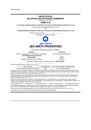 Vorschaubild JBG SMITH
 10-Q Quartalsbericht 2021 