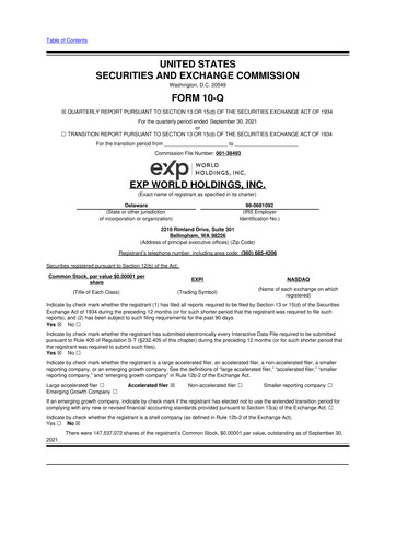 Thumbnail eXp World Holdings
 10-Q Quarterly Report FY2021 