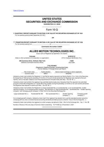 Thumbnail Allient 10-Q Quarterly Report FY2021 