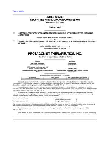 Thumbnail Protagonist Therapeutics
 10-Q Quarterly Report FY2021 