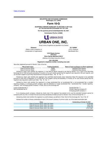 Thumbnail Urban One
 10-Q Quarterly Report FY2021 