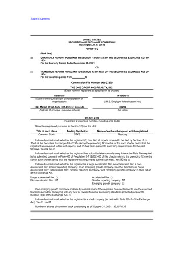 Thumbnail The ONE Group Hospitality 10-Q Quarterly Report FY2021 