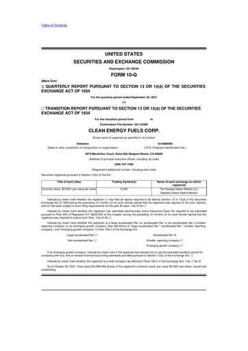Thumbnail Clean Energy Fuels 10-Q Quarterly Report FY2021 