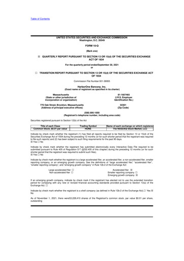 Thumbnail HarborOne Bancorp
 10-Q Quarterly Report FY2021 