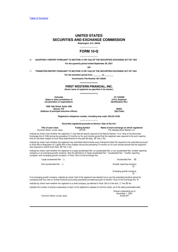 Vorschaubild First Western Financial 10-Q Quartalsbericht 2021 