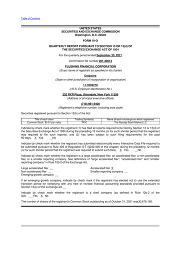 Thumbnail Flushing Financial Corp 10-Q Quarterly Report FY2021 