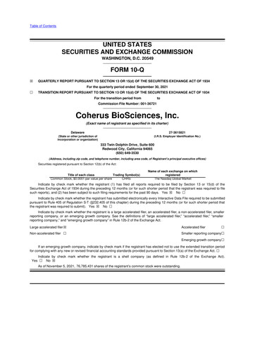 Thumbnail Coherus BioSciences
 10-Q Quarterly Report FY2021 