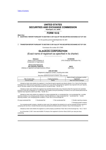 Thumbnail Glaukos 10-Q Quarterly Report FY2021 