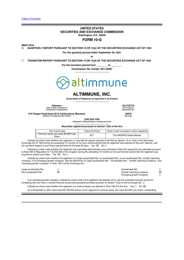Thumbnail Altimmune 10-Q Quarterly Report FY2021 